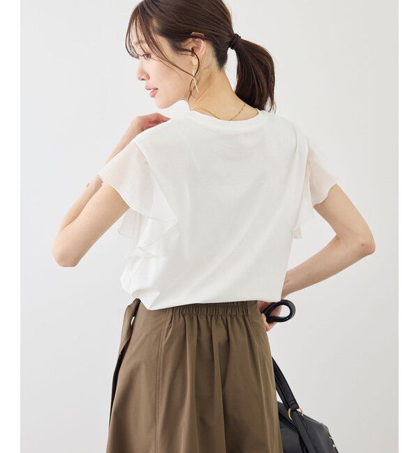 Rope&rsquo;Picnic「【ちゃんと+かわいい保証】70シルケットシアーフリルスリーブトップス/UVケア・接触冷感」|Tシャツ・カットソー|