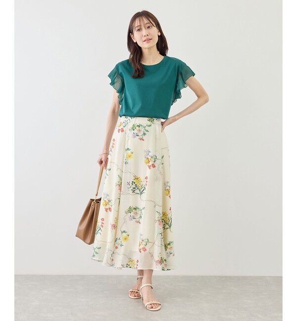 Rope&rsquo;Picnic「【ちゃんと+かわいい保証】70シルケットシアーフリルスリーブトップス/UVケア・接触冷感」|Tシャツ・カットソー|