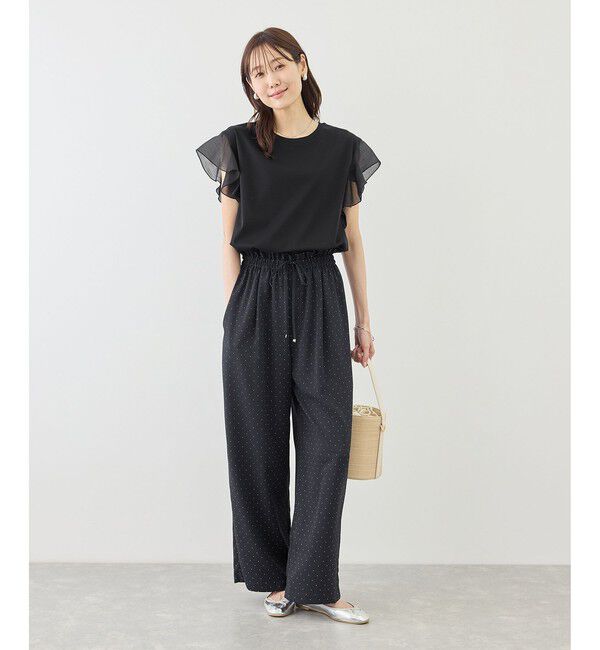 Rope&rsquo;Picnic「【ちゃんと+かわいい保証】70シルケットシアーフリルスリーブトップス/UVケア・接触冷感」|Tシャツ・カットソー|