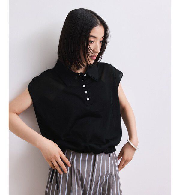 ADAM ET ROPE'「【WEB限定】ダブルカラーポロニットプルオーバー」|ポロシャツ|