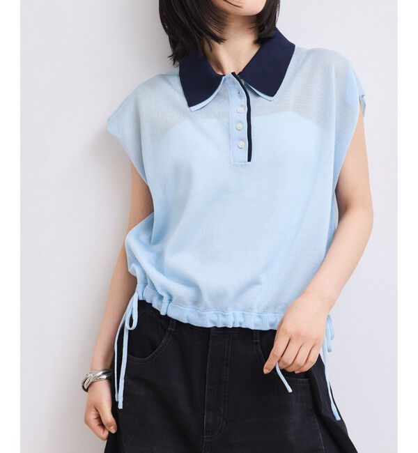 ADAM ET ROPE'「【WEB限定】ダブルカラーポロニットプルオーバー」|ポロシャツ|