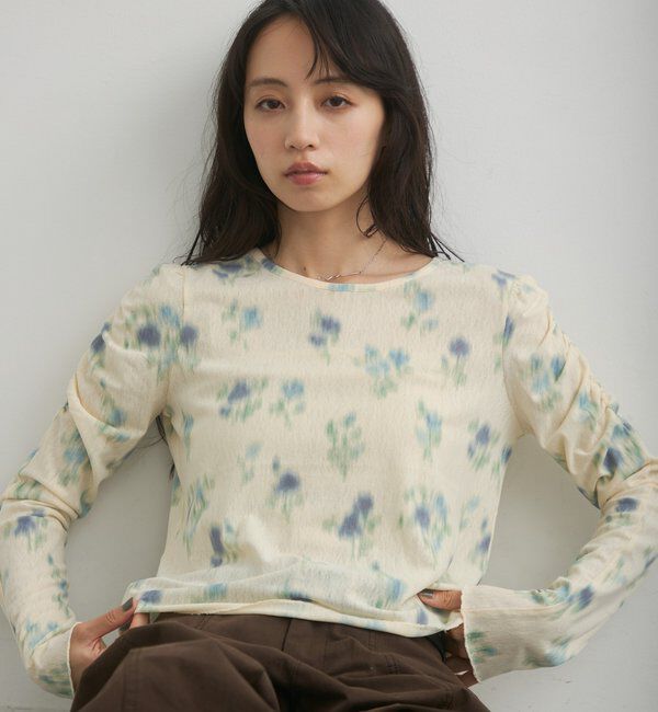  「【花柄&無地】ニュアンスブルームトップス」|Tシャツ・カットソー|