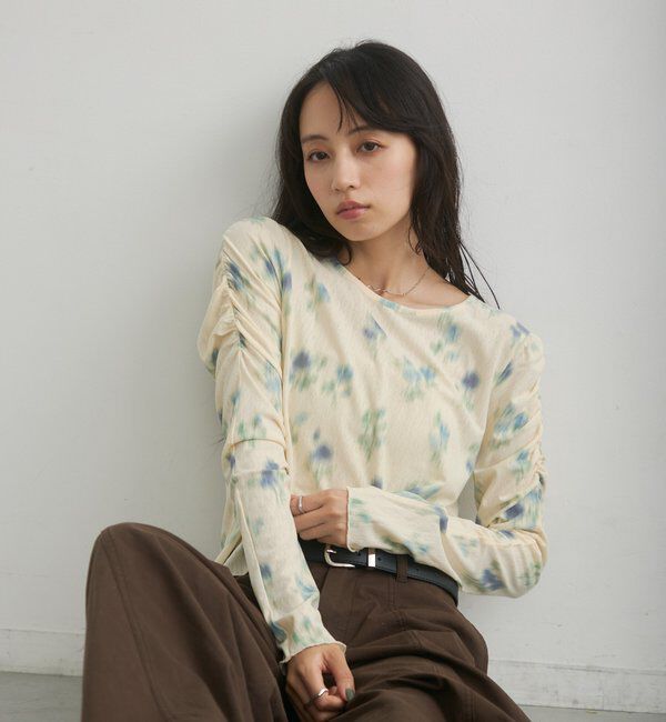  「【花柄&無地】ニュアンスブルームトップス」|Tシャツ・カットソー|