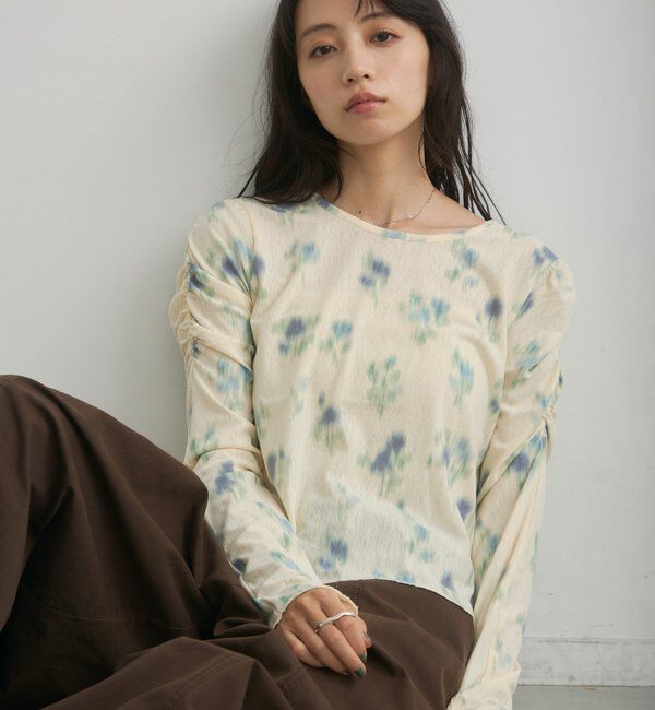  「【花柄&無地】ニュアンスブルームトップス」|Tシャツ・カットソー|