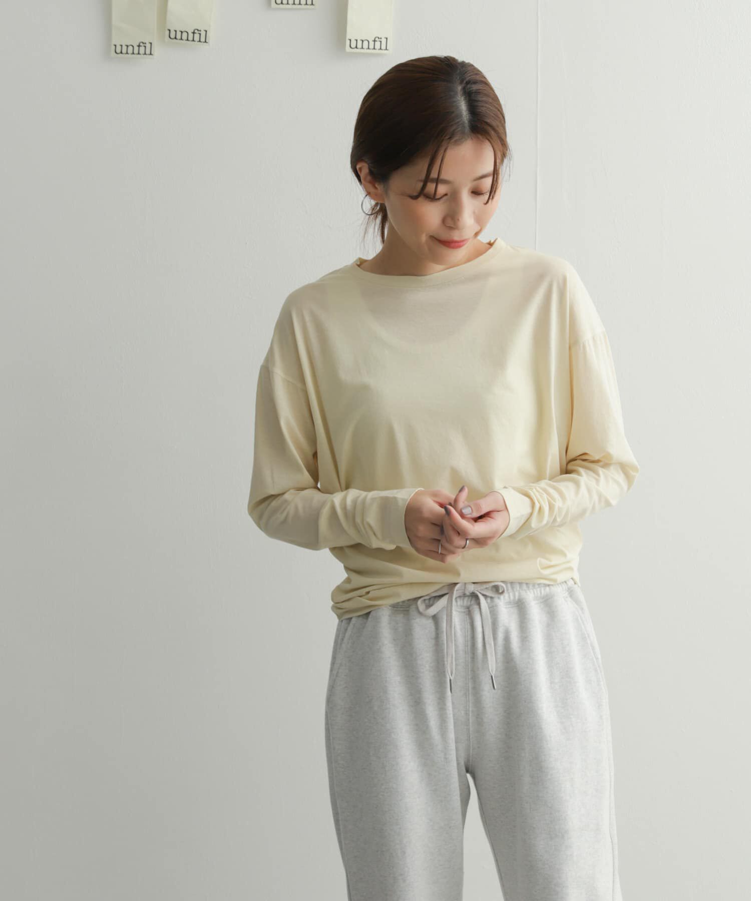 URBAN RESEARCH DOORS「『別注』unfil&times;DOORS　high twist cotton L/S t-shirts」|Tシャツ・カットソー|