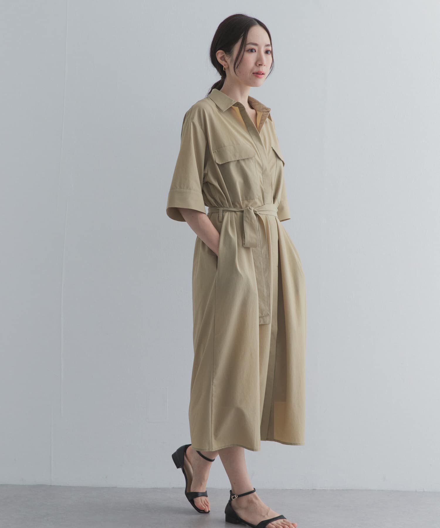 URBAN RESEARCH DOORS「『接触冷感/UVカット/マシンウォッシャブル』ワークシャツワンピース」|ワンピース|