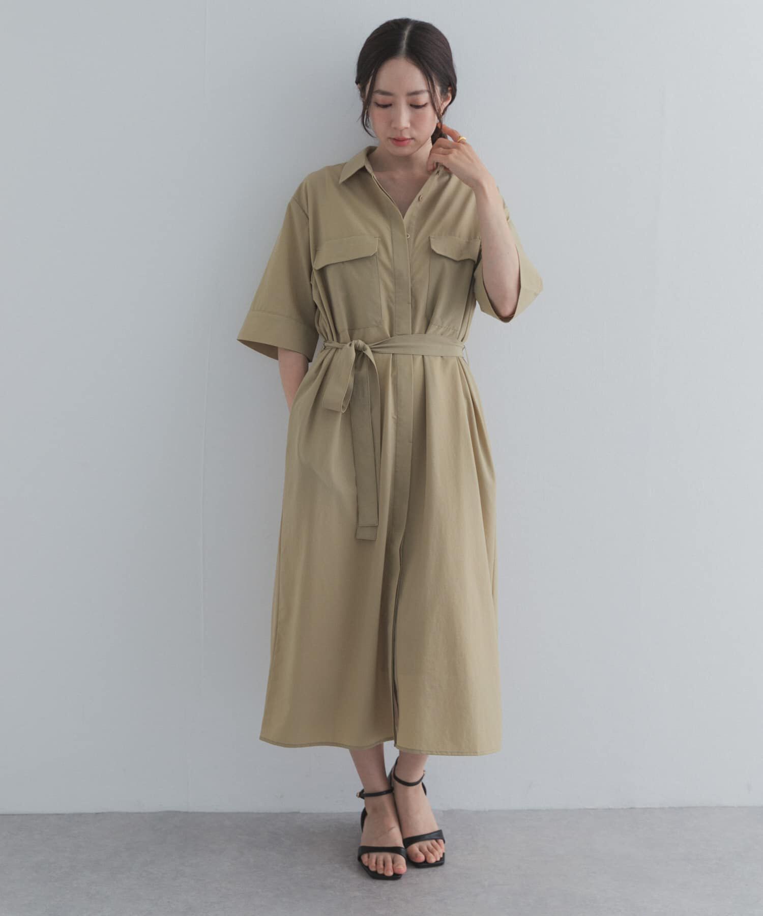 URBAN RESEARCH DOORS「『接触冷感/UVカット/マシンウォッシャブル』ワークシャツワンピース」|ワンピース|