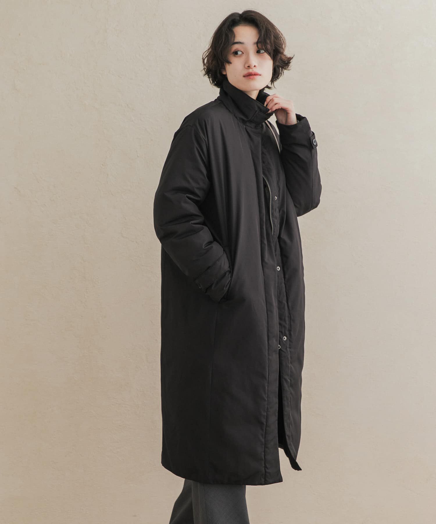 URBAN RESEARCH DOORS「ステッチレスライトダウンロングコート」|ノーカラーコート|