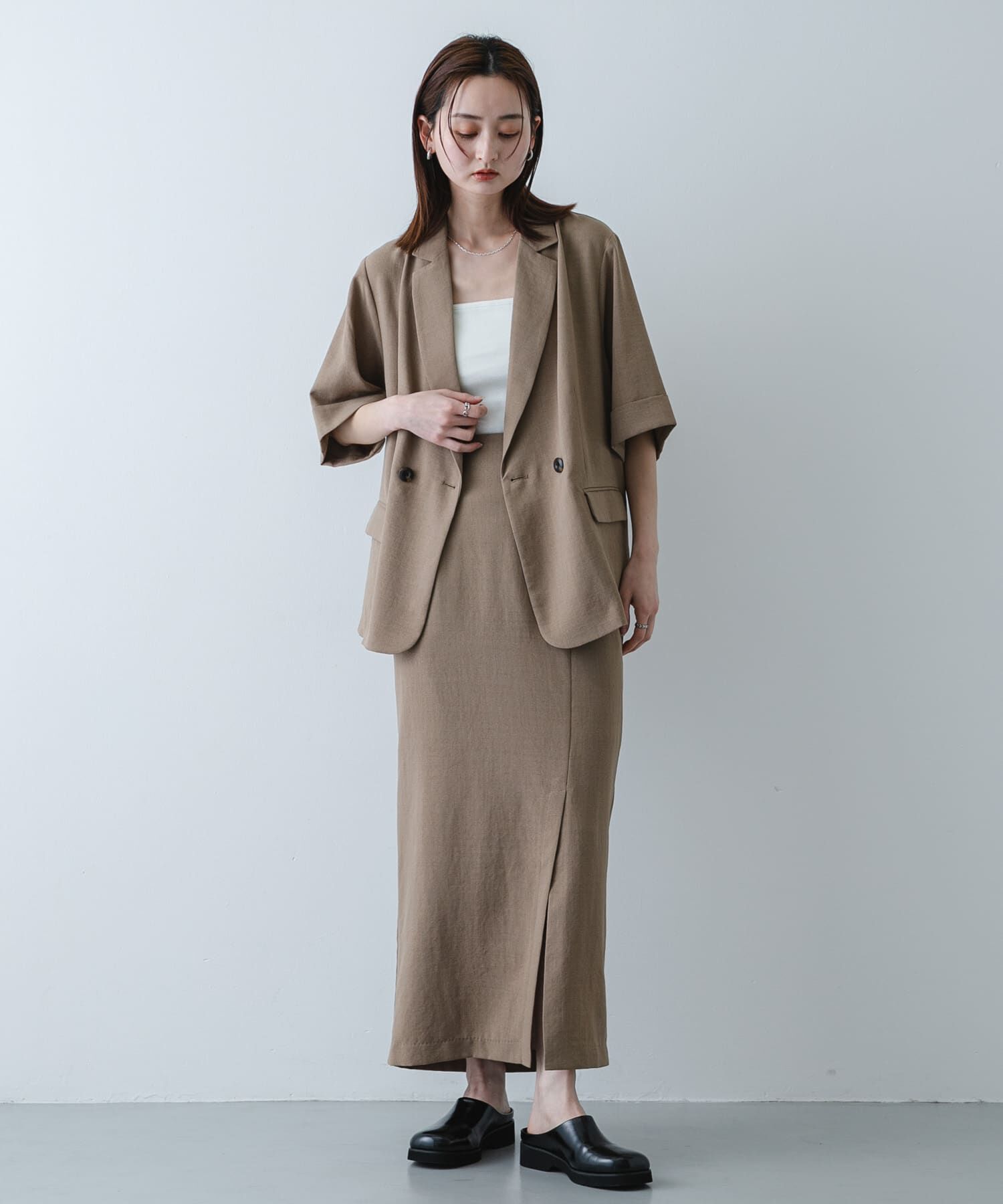 SENSE OF PLACE by URBAN RESEARCH「『UR TECH DRYLUXE』リネンライクスリットタイトスカート」|スカート|