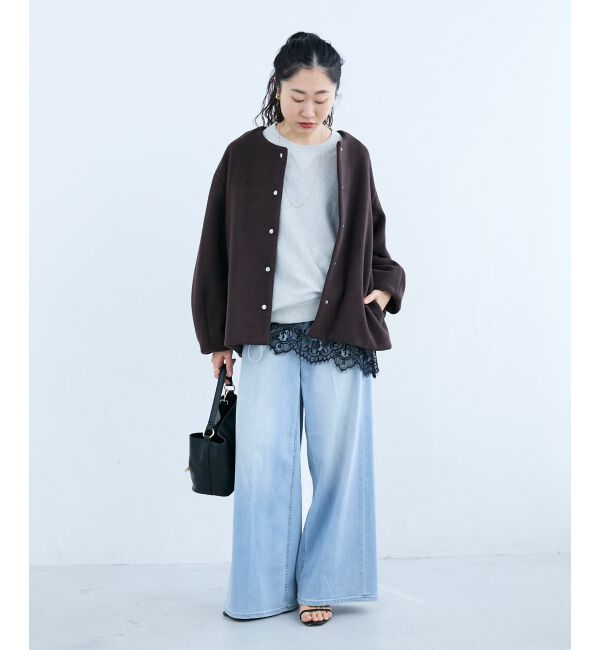  「ノーカラーコクーンミドルコート」|ノーカラーコート|