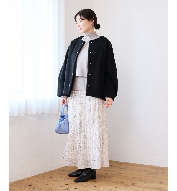  「ノーカラーコクーンミドルコート」|ノーカラーコート|