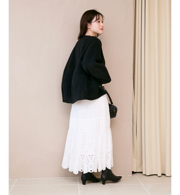  「ノーカラーコクーンミドルコート」|ノーカラーコート|