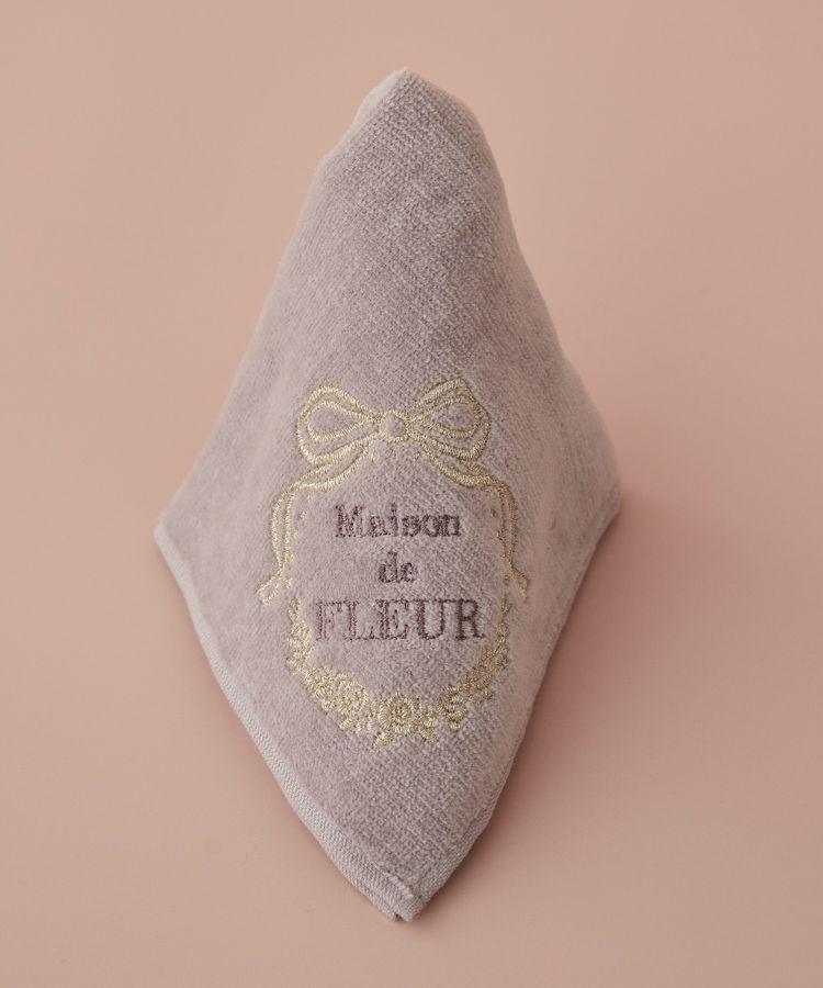 Maison de FLEUR「リボンフレーム刺繍タオルハンカチ」|ハンカチ|ピンク