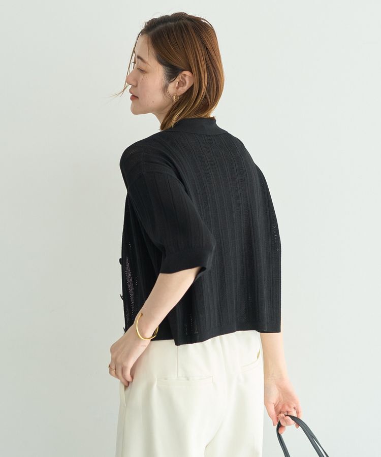 YECCA VECCA「ストライプメッシュニットカーディガン」|カーディガン|