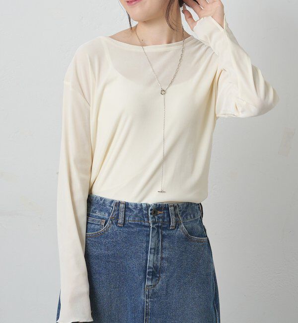  「【新色追加/リバイバル】ナイロンチュールベロアクルーネックカットソー」|Tシャツ・カットソー|