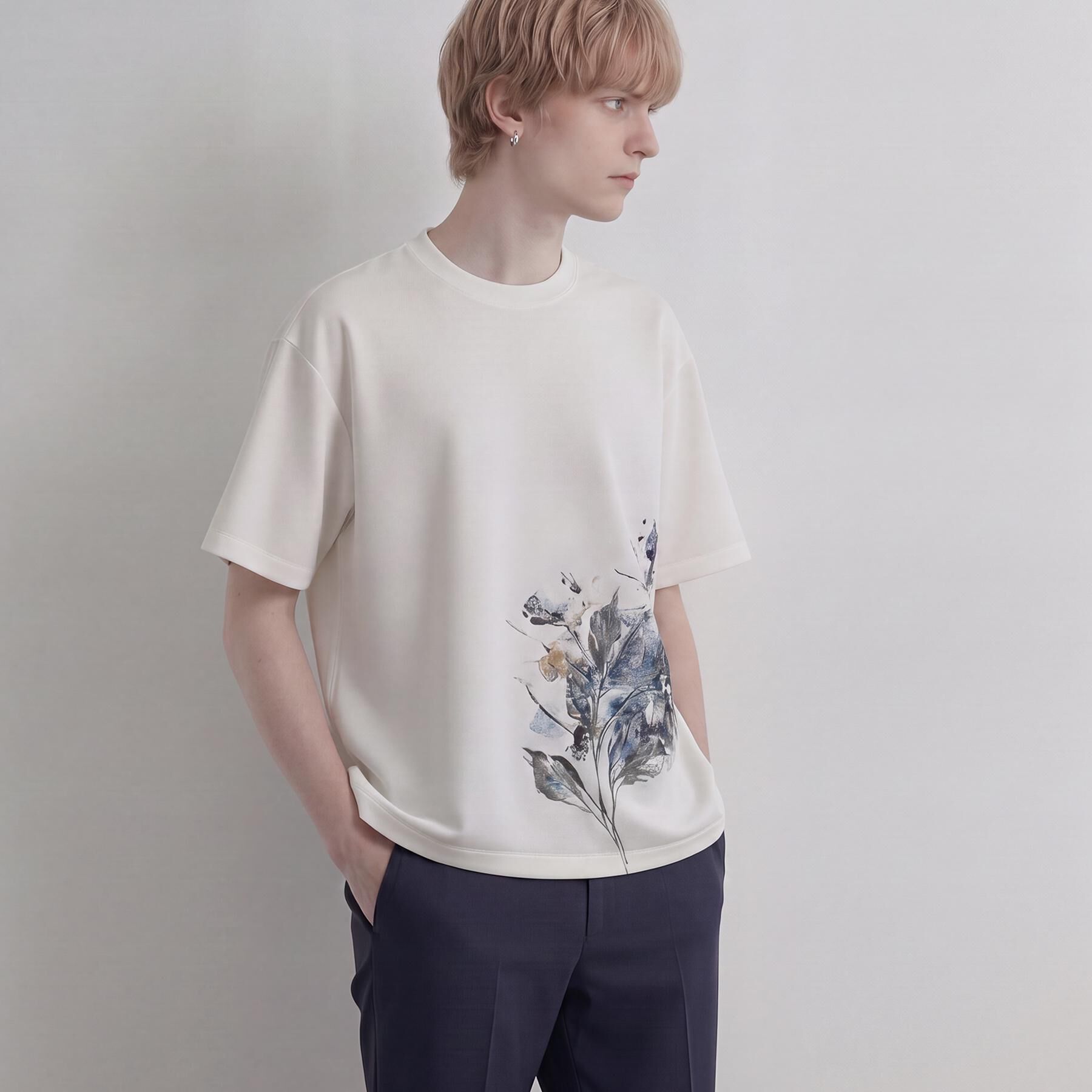 tk.TAKEO KIKUCHI「リーフエンブロブラーTシャツ」|Tシャツ・カットソー|ホワイト(001)