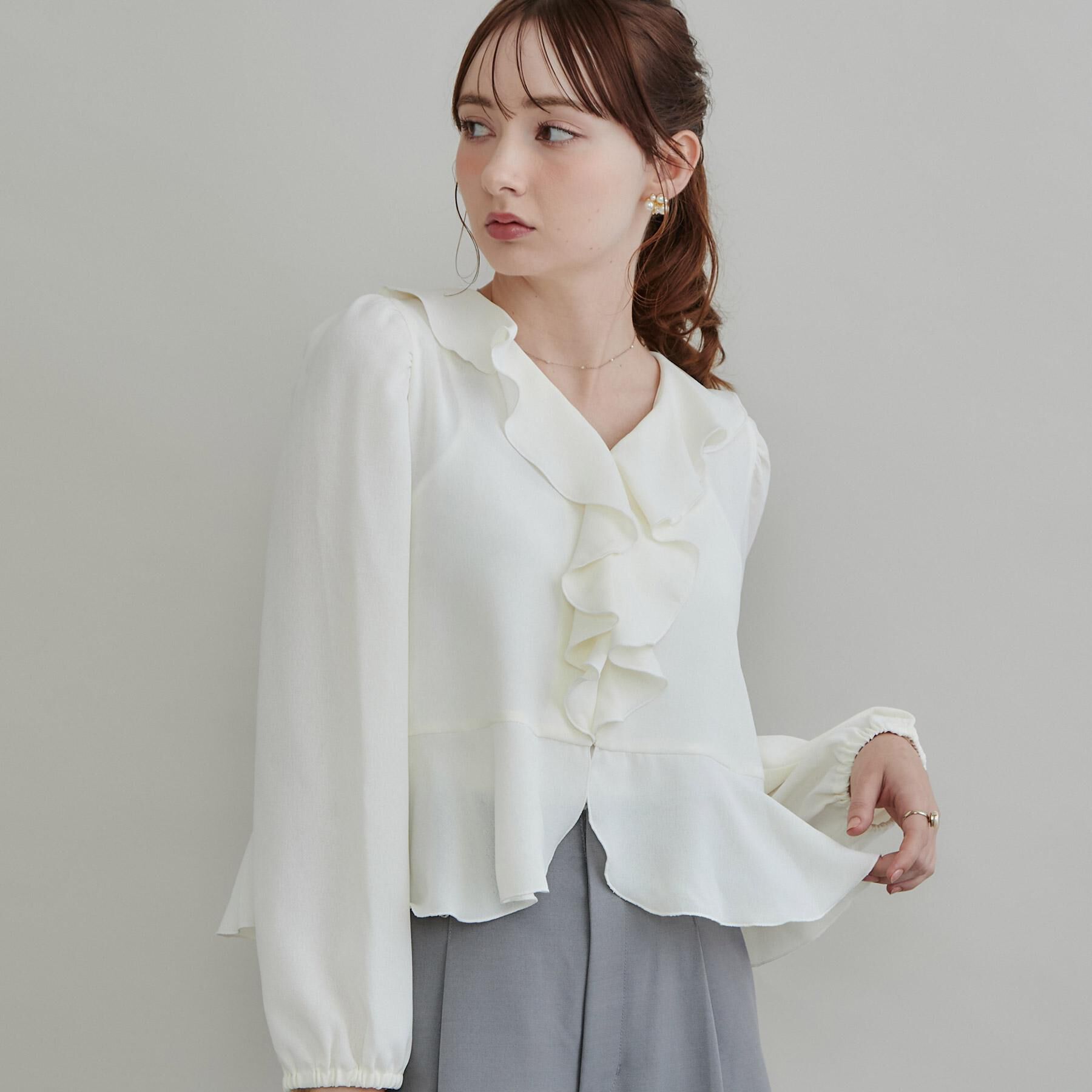 Couture broach「【インせず着映え】ラッフル ブラウス」|シャツ・ブラウス|アイボリー(004)