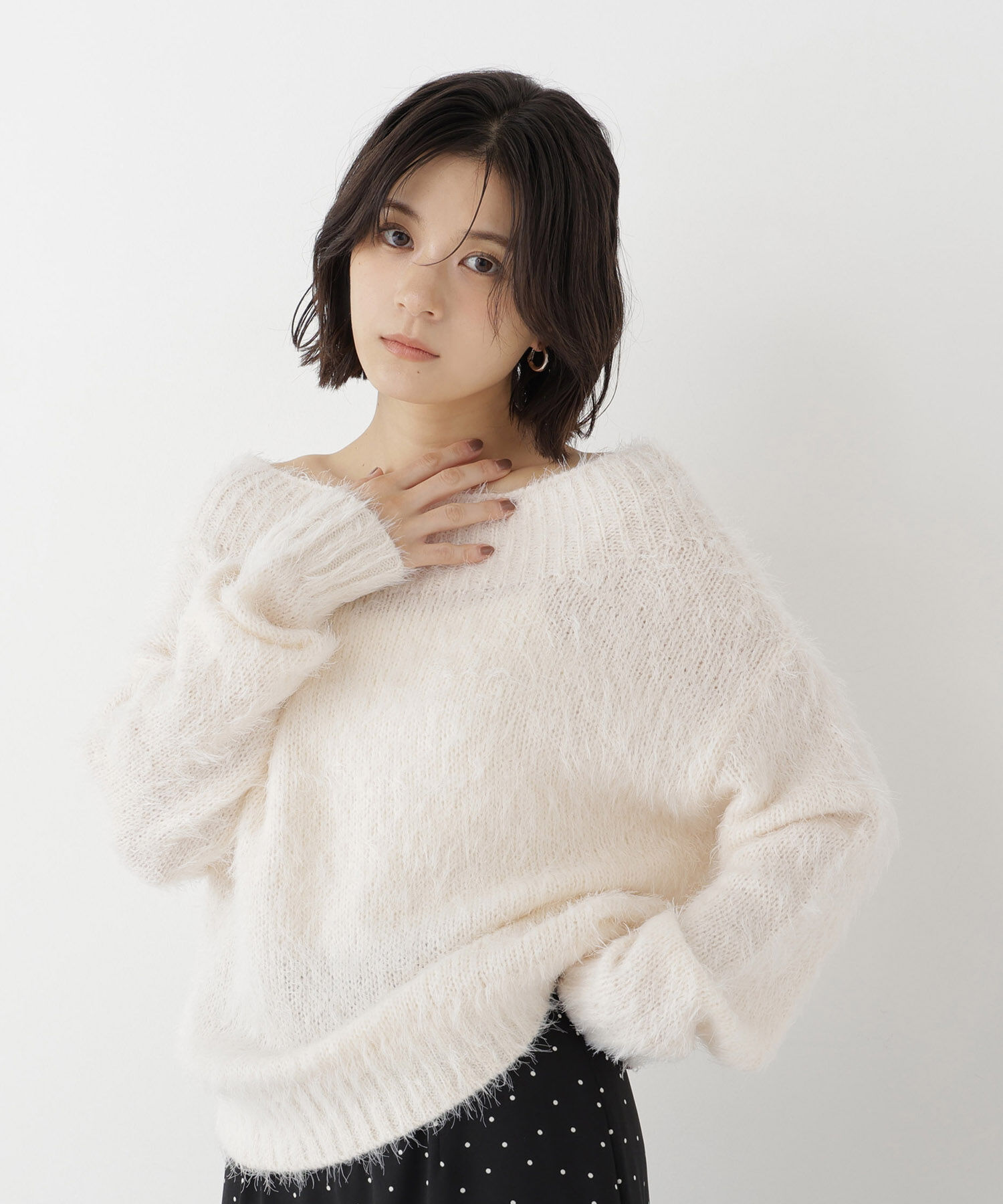  「オフショルヘアリーニット」|ニット・セーター|