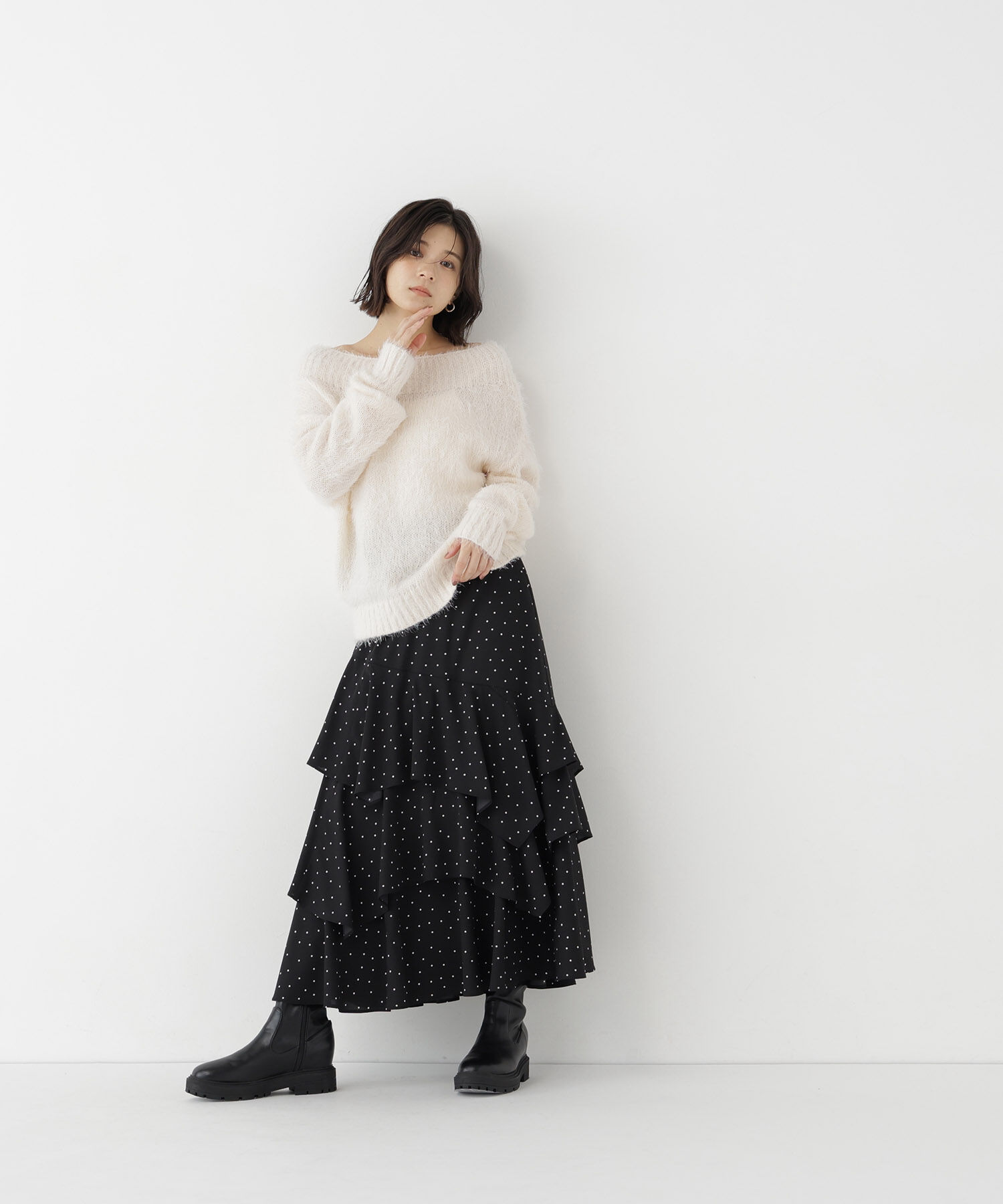  「オフショルヘアリーニット」|ニット・セーター|