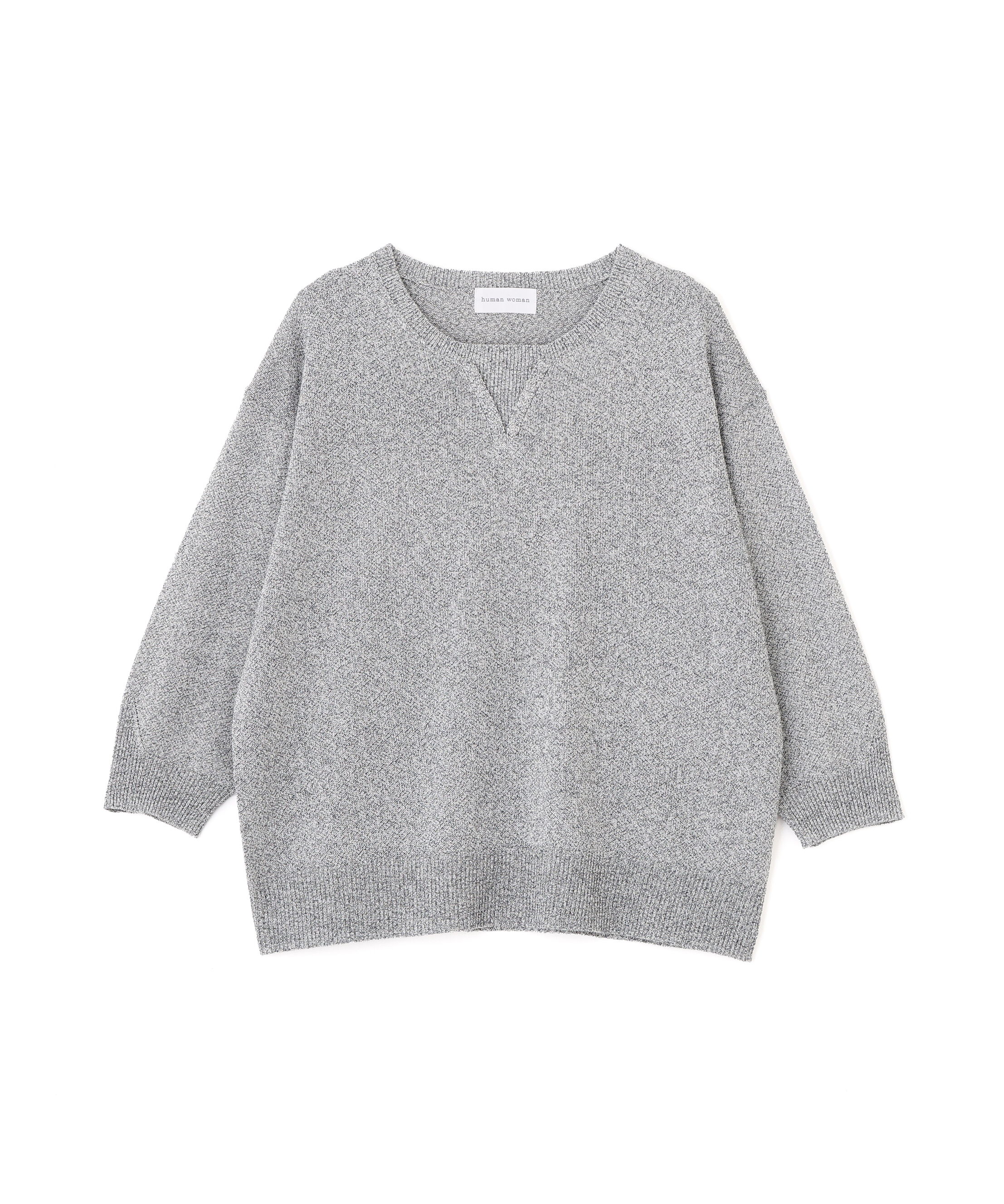  「◆《名品 / 洗える》　ペーパーヤーンクルーネックプルオーバー」|ニット・セーター|