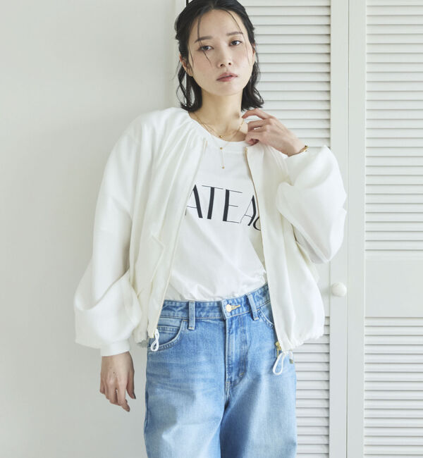 Doux archives「麻調シアーネックギャザーブルゾン」|その他|OFF WHITE