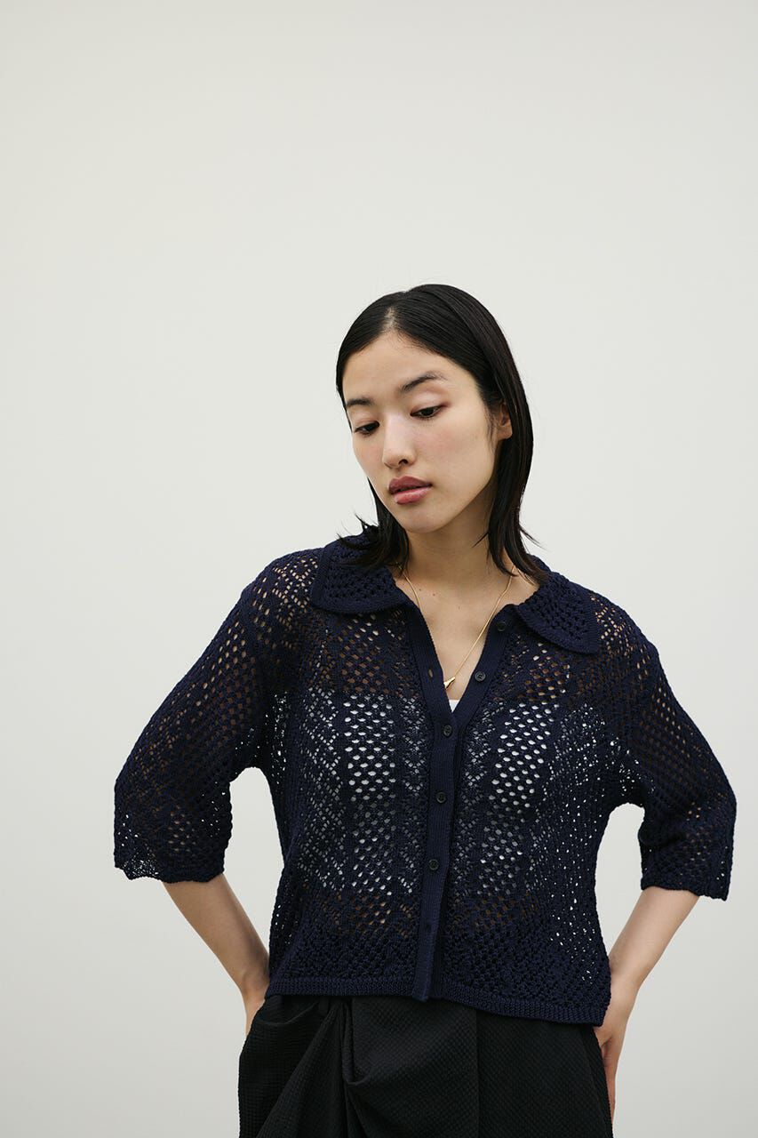 STYLEMIXER「ミックスクロシェニットトップ」|シャツ・ブラウス|NVY