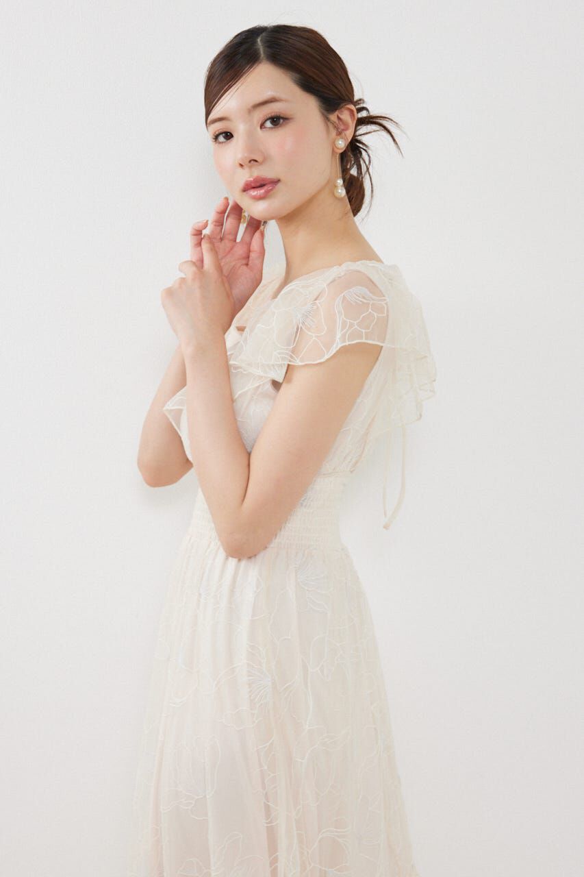 rienda「26エンブロイダリーチュールフレアスリーブワンピース」|ワンピース|