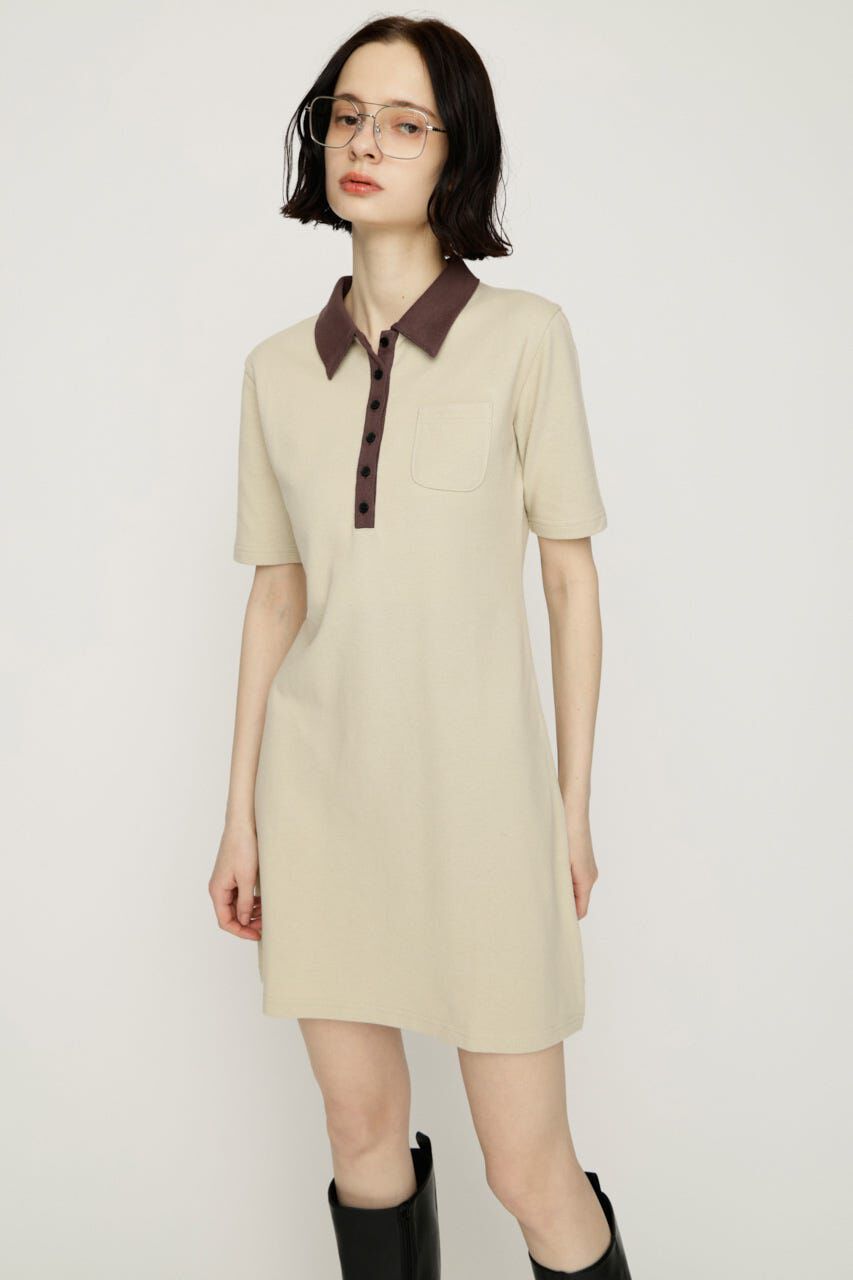 SLY「BI COLOR COLLAR ショートワンピース」|ワンピース|BEG
