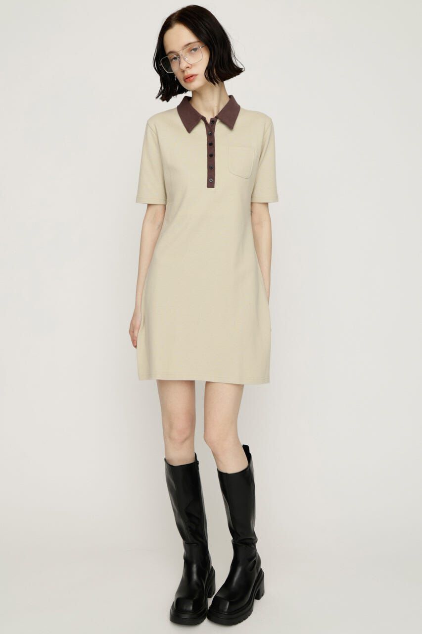 SLY「BI COLOR COLLAR ショートワンピース」|ワンピース|
