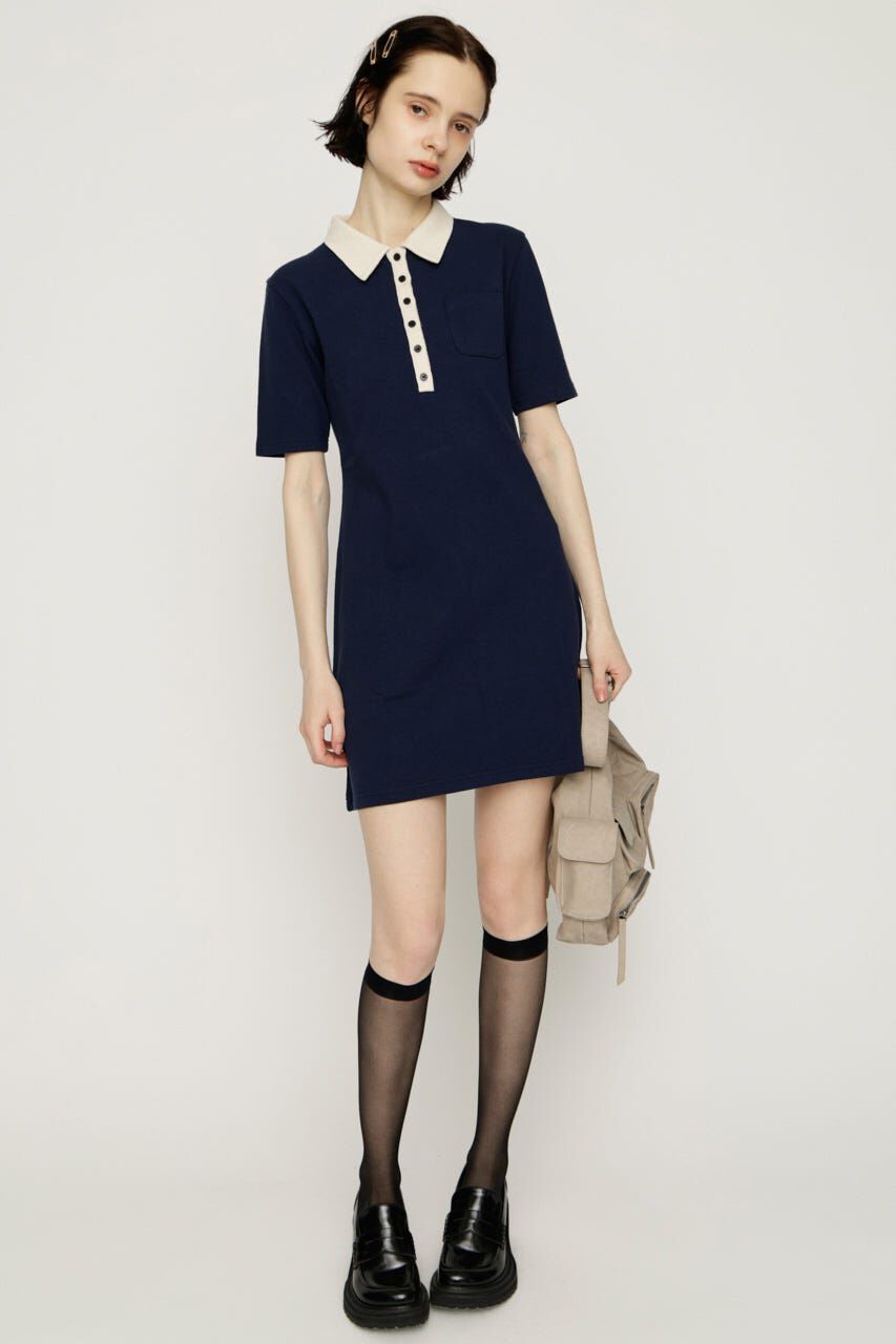 SLY「BI COLOR COLLAR ショートワンピース」|ワンピース|