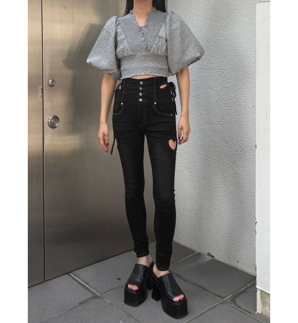EMODA「【SNSで話題！】アートカットワークハイウエストパギンス」|デニム|