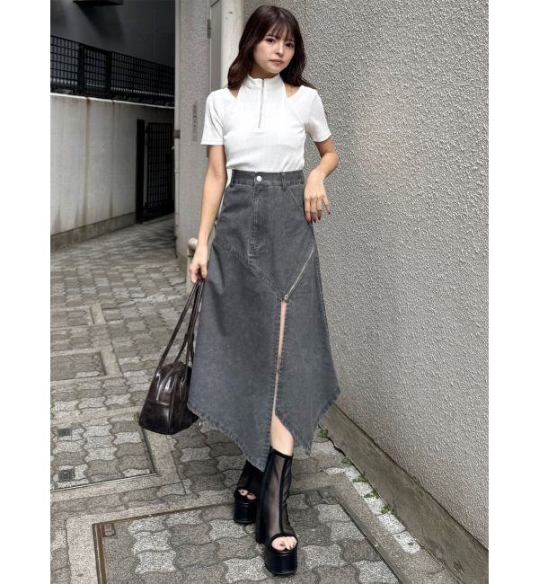 MURUA「ウォッシュアシメラッフルZIPスカート」|スカート|