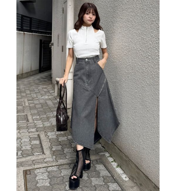 MURUA「ウォッシュアシメラッフルZIPスカート」|スカート|