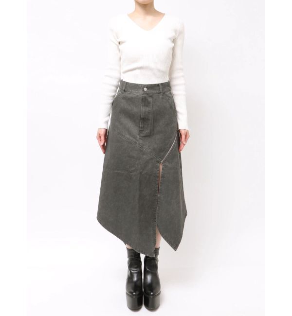 MURUA「ウォッシュアシメラッフルZIPスカート」|スカート|