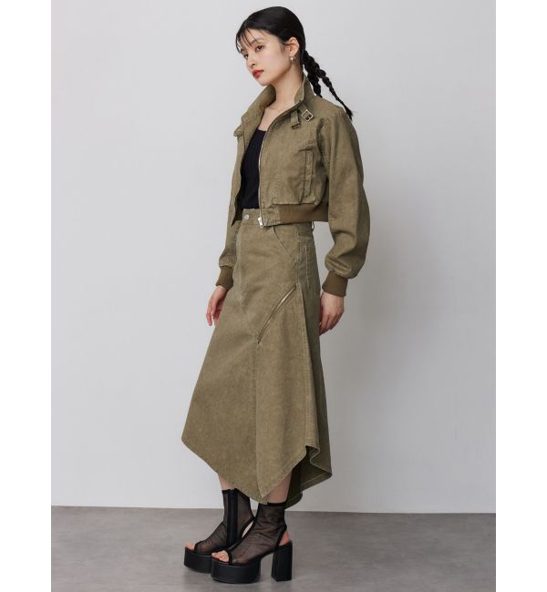 MURUA「ウォッシュアシメラッフルZIPスカート」|スカート|