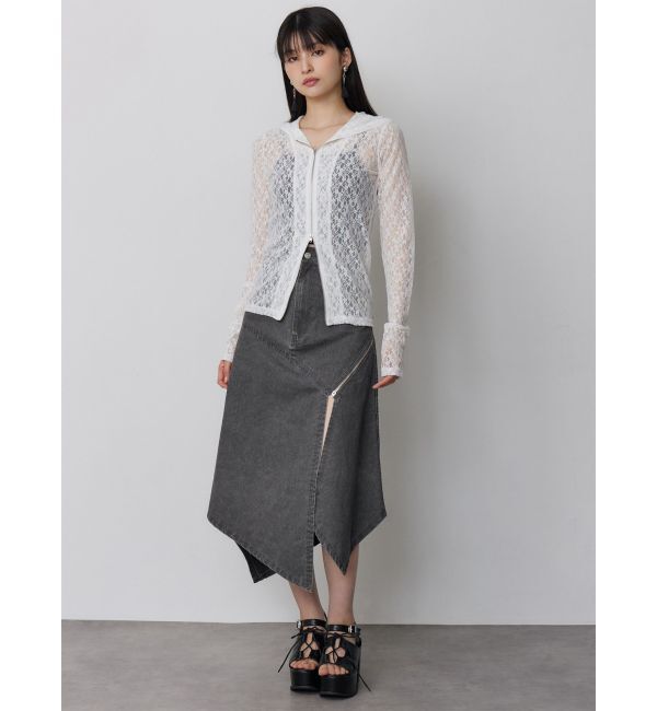 MURUA「ウォッシュアシメラッフルZIPスカート」|スカート|