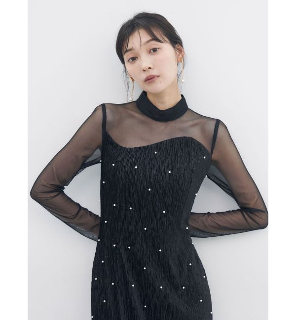 LAGUNAMOON「LADYパールドットベロアワンピース」|ドレス|