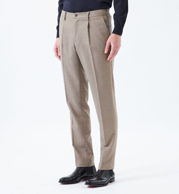 MACKINTOSH PHILOSOPHY「【WEB&一部店舗限定】テーラードジャージーワンタックテーパードパンツ REDA へリンボンストレッチ」|スラックス|