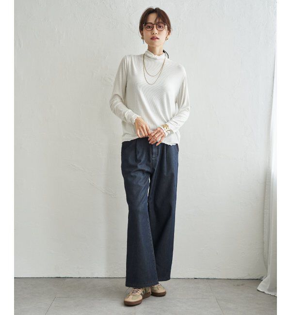 ikka「ハイネックテレコ長袖プルオーバー」|Tシャツ・カットソー|
