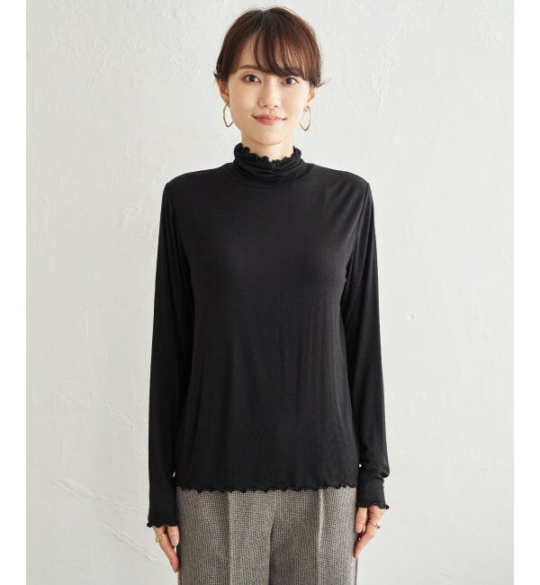 ikka「ハイネックテレコ長袖プルオーバー」|Tシャツ・カットソー|