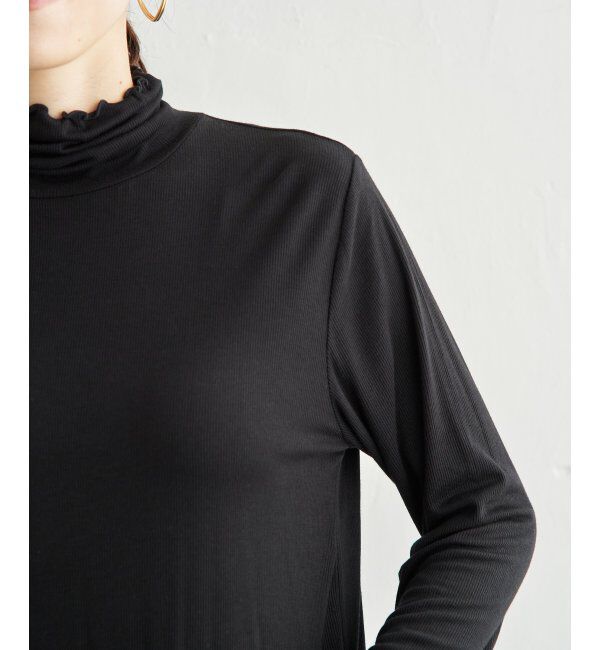ikka「ハイネックテレコ長袖プルオーバー」|Tシャツ・カットソー|