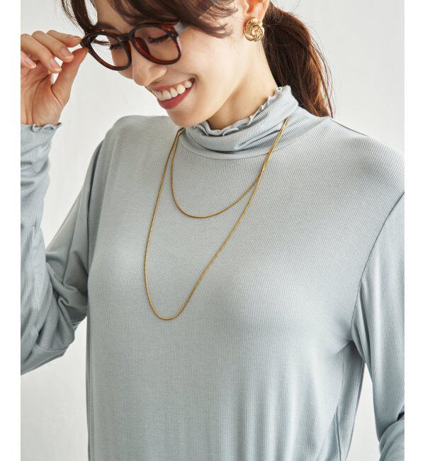 ikka「ハイネックテレコ長袖プルオーバー」|Tシャツ・カットソー|