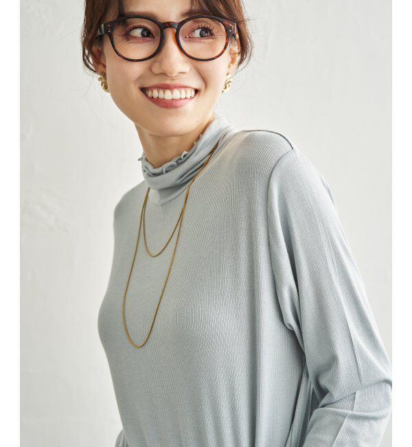 ikka「ハイネックテレコ長袖プルオーバー」|Tシャツ・カットソー|