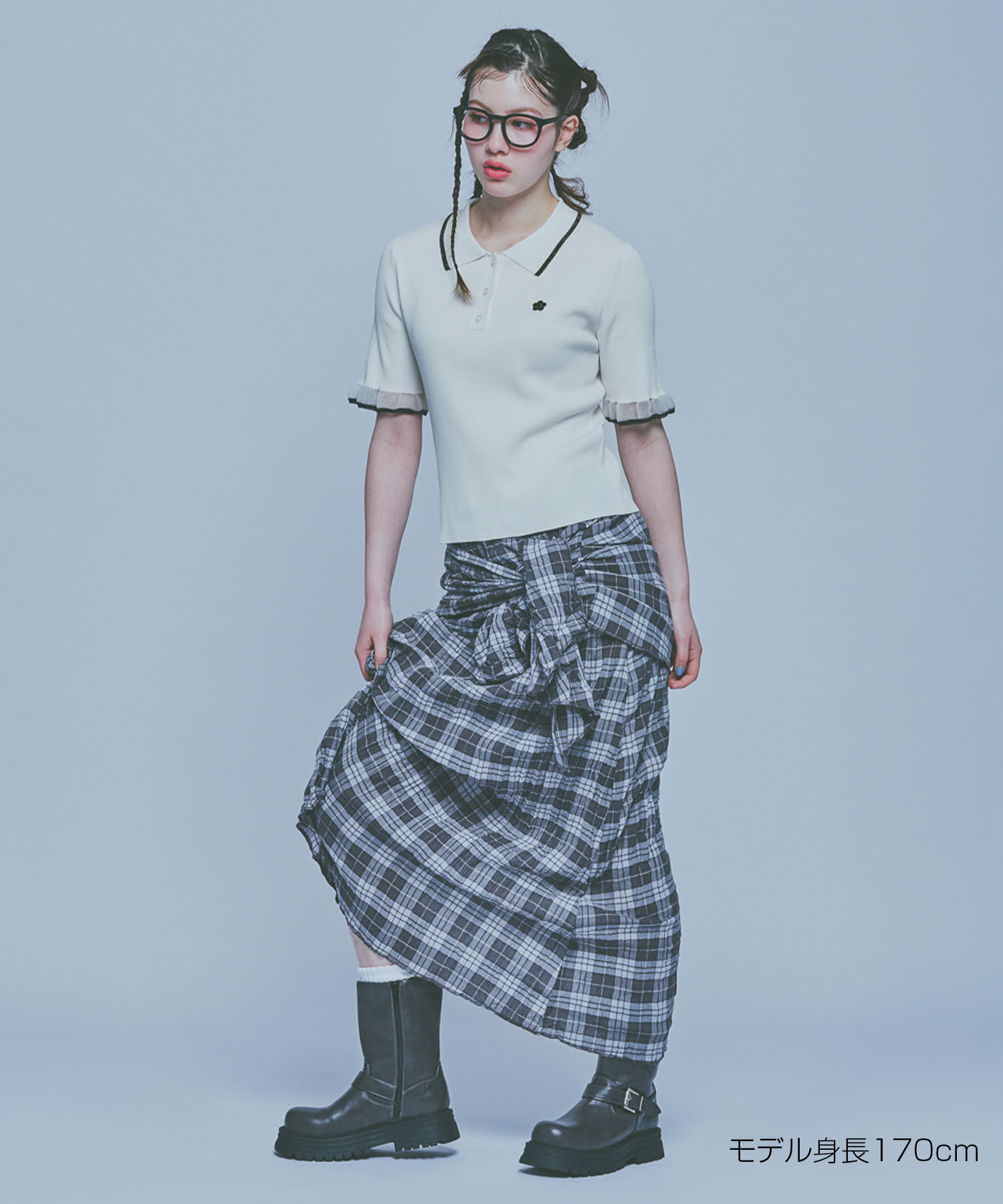 MARY QUANT「フリルニットポロ プルオーバー」|ポロシャツ|