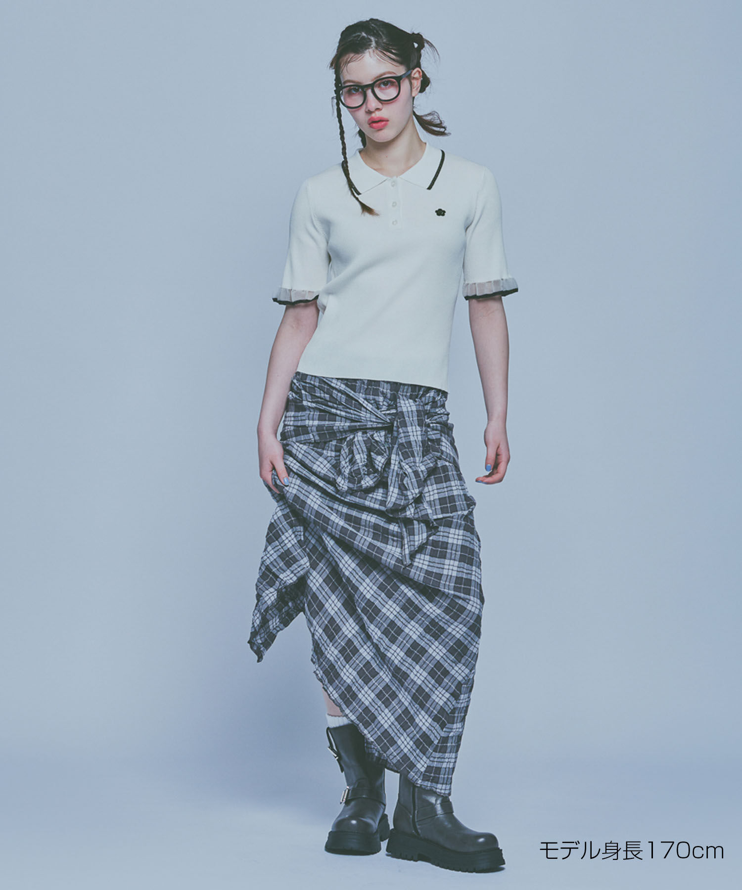 MARY QUANT「フリルニットポロ プルオーバー」|ポロシャツ|
