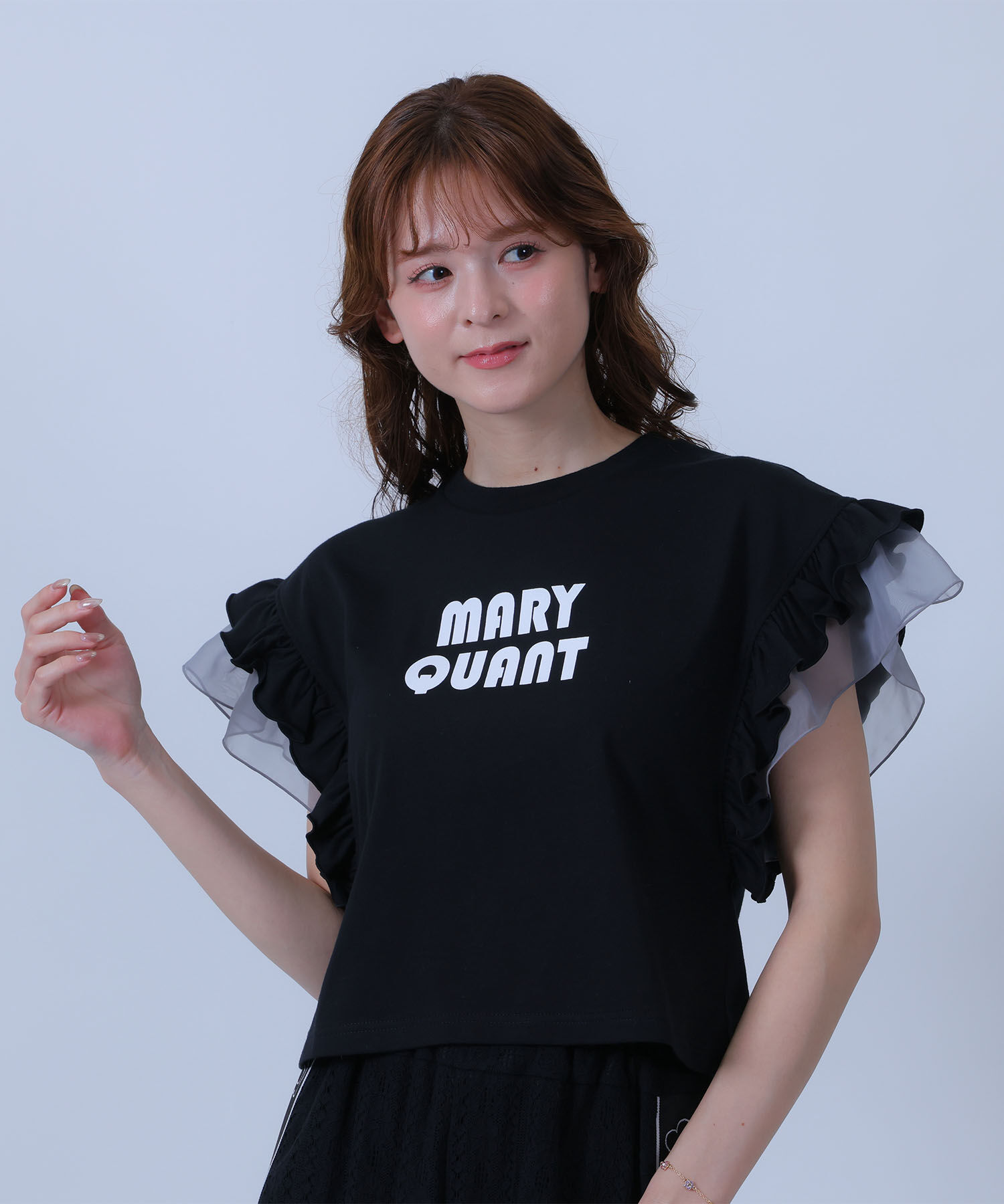 MARY QUANT「フリル袖 プルオーバー」|Tシャツ・カットソー|ブラック