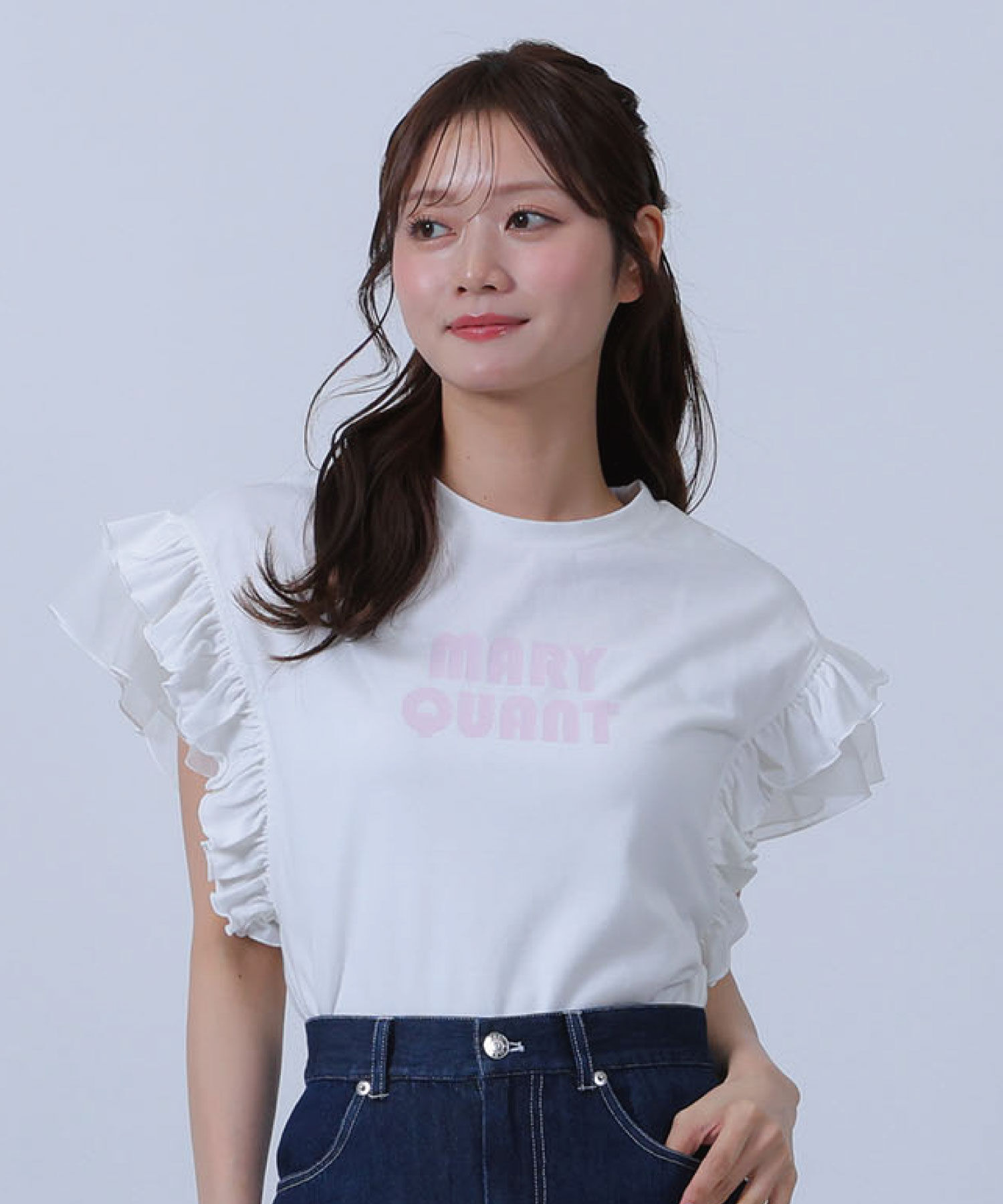 MARY QUANT「フリル袖 プルオーバー」|Tシャツ・カットソー|ホワイト