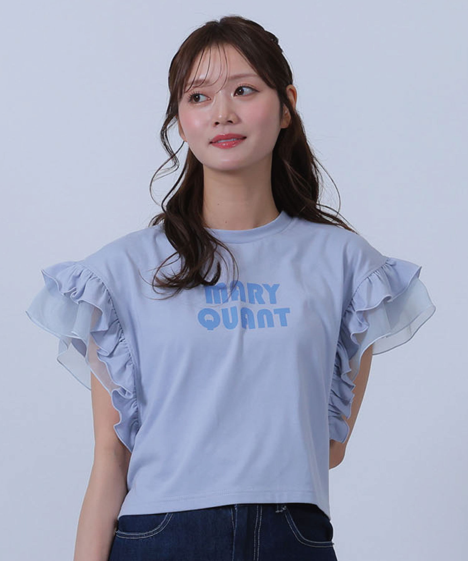 MARY QUANT「フリル袖 プルオーバー」|Tシャツ・カットソー|ブルー