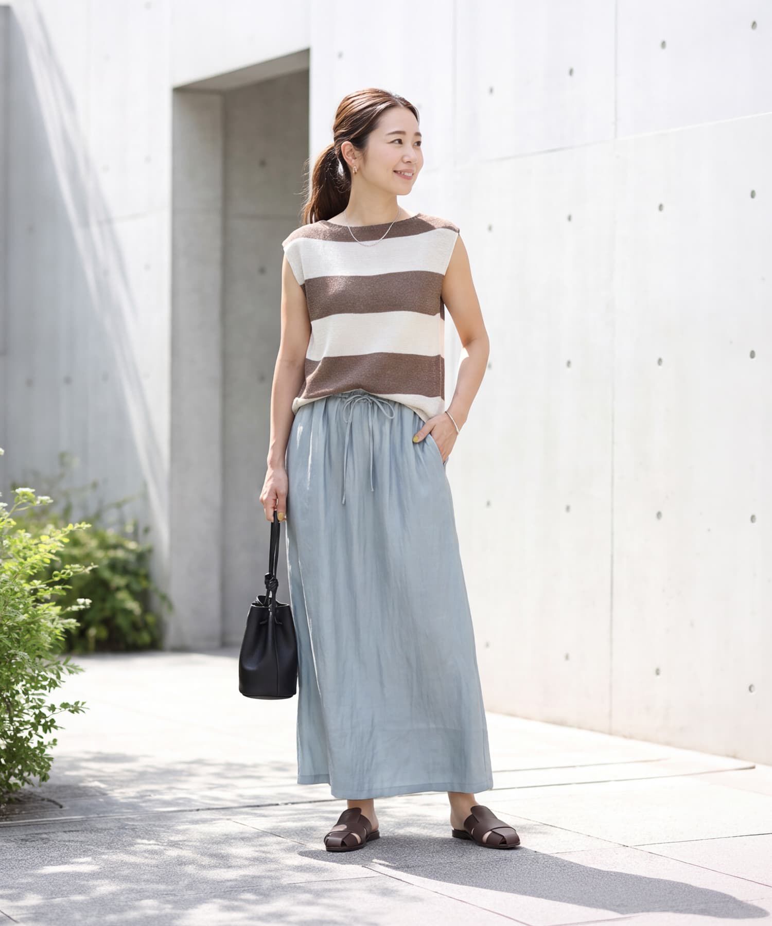 STYLE DELI「ウエストコードシャイニースカート」|スカート|ライトブルー