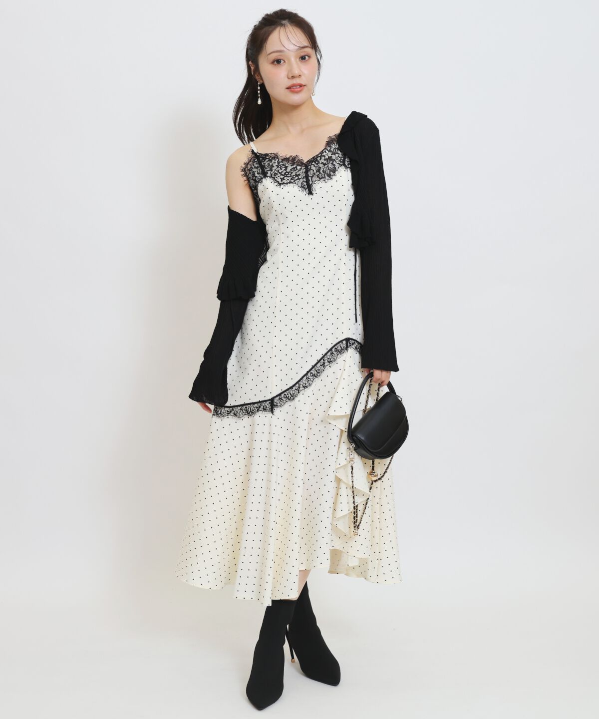 WILLSELECTION「レーストリムラッフルキャミワンピース」|ワンピース|